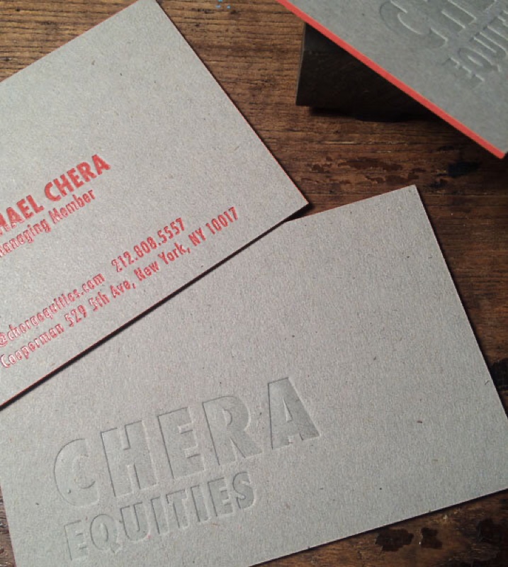 Clear foil and letterpress on kraft business card