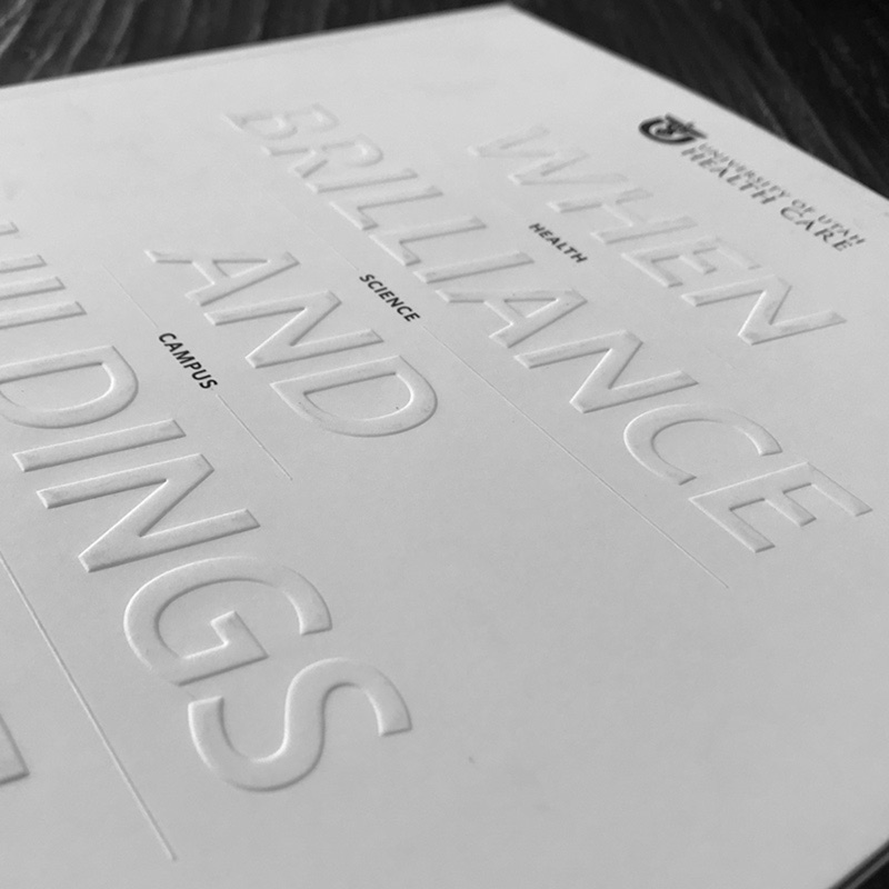 Report cover with blind-embossed title
