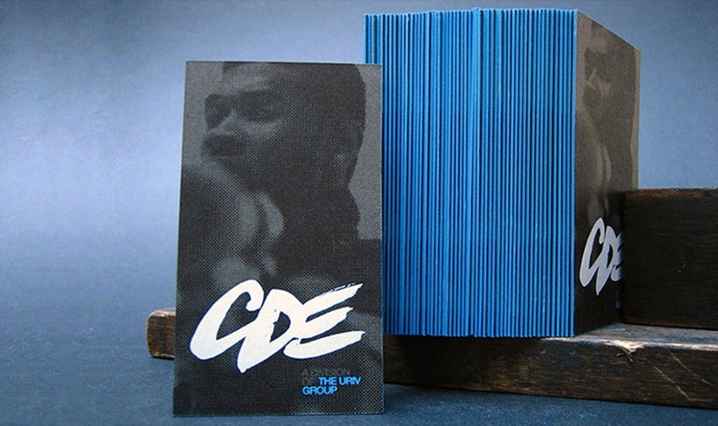 Blue-gray edge painted business card on duplexed thick paper