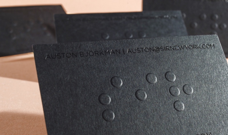 Braille embossed black business card