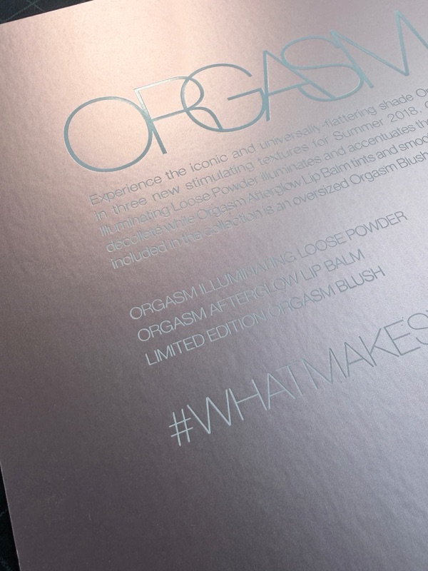 Campaign printing on rose metallic paper for NARS