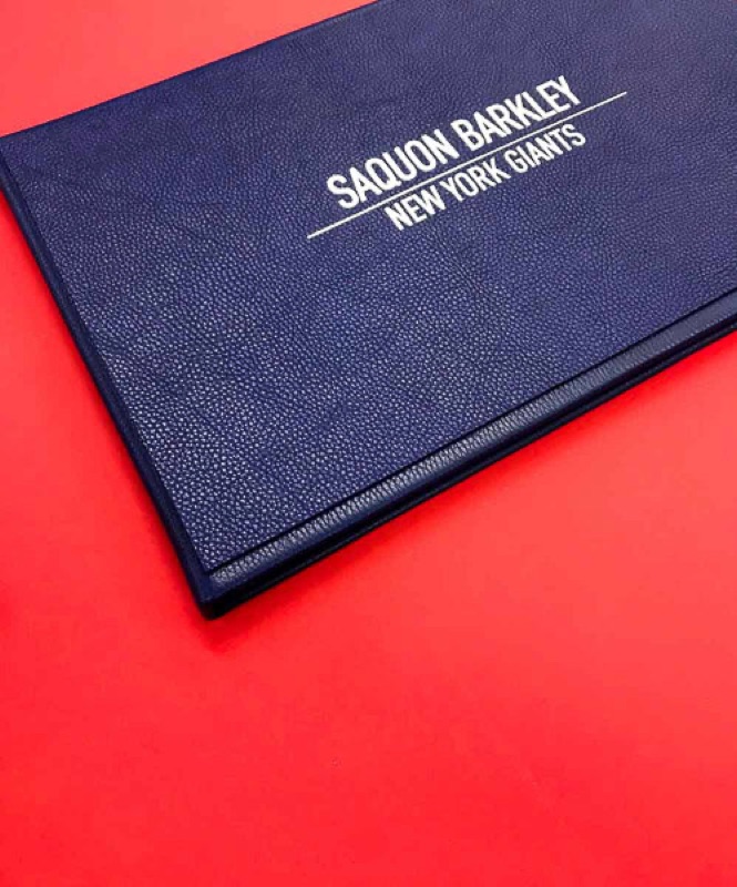Custom foil stamped leather book cover