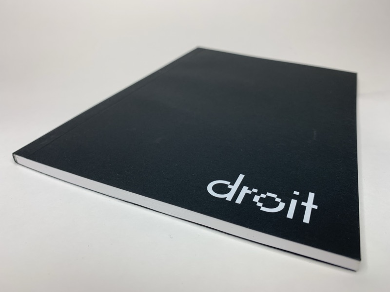 Droit softcover book printed white on black