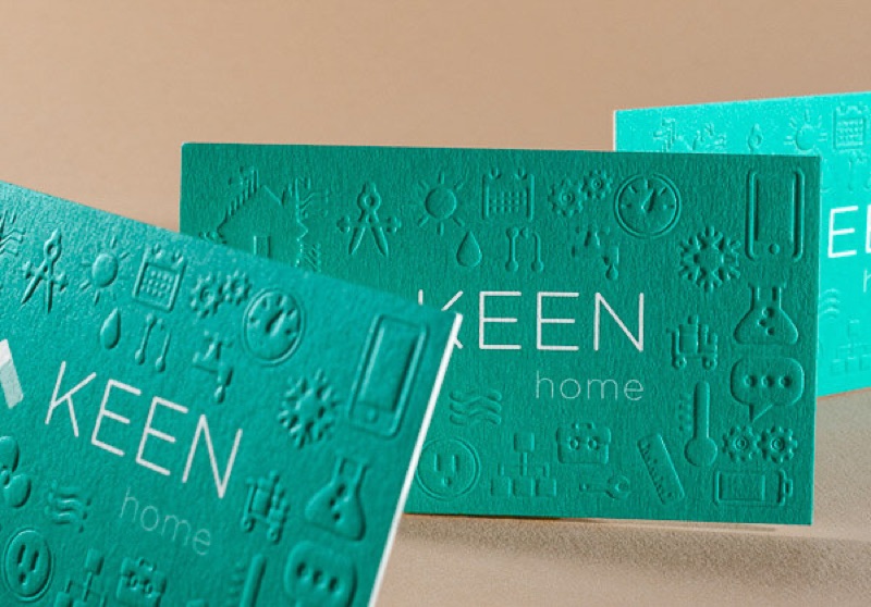 Embossed flood color offset business card