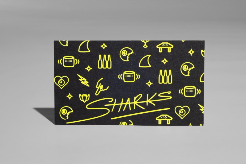 Fluorescent chartreuse neon foil stamped business card