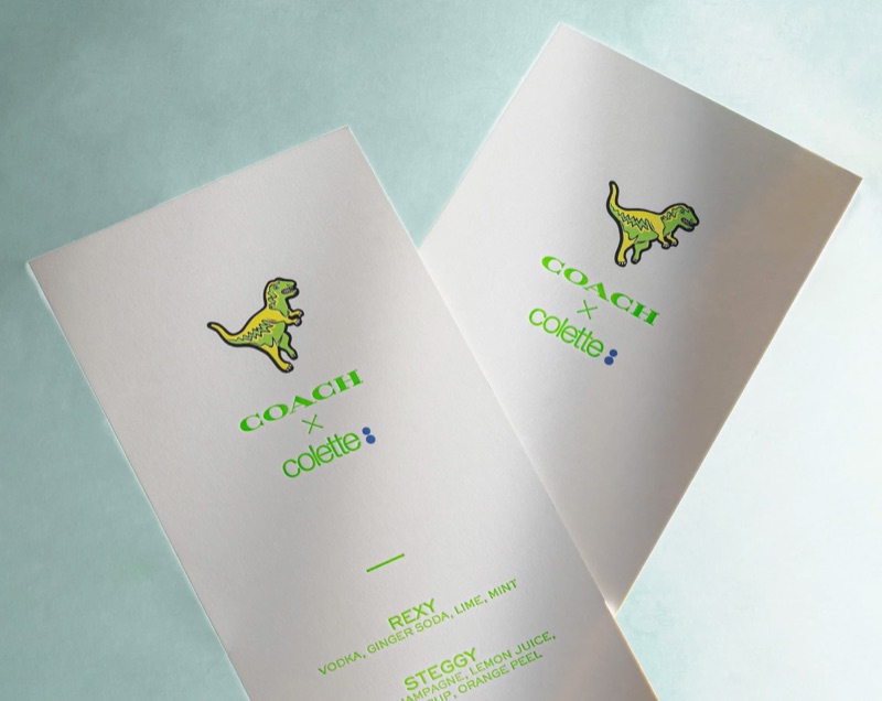 Fluorescent green letterpress dinner menu