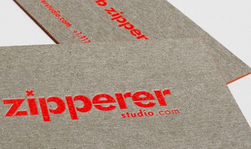 Fluorescent ink business cards on kraft paper