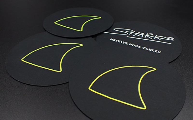 Foil stamped fluorescent coasters