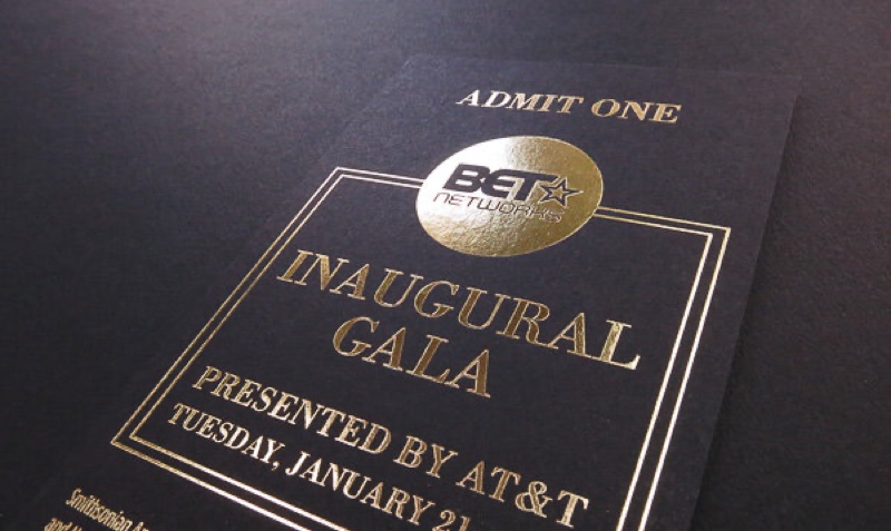 Gold foil letterpress gala invitation for BET