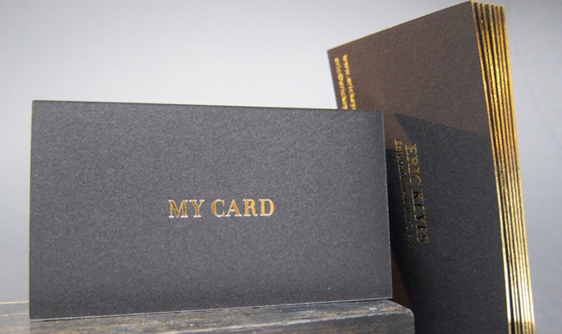 Gray card with gold foil and gold gilded edges