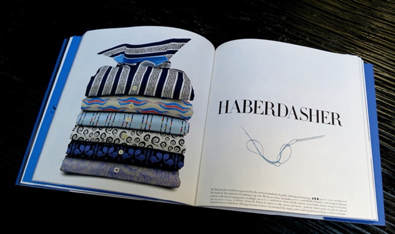 Haberdasher lookbook spread with fabric photography