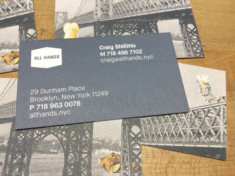Business card with halftone Williamsburg Bridge photo