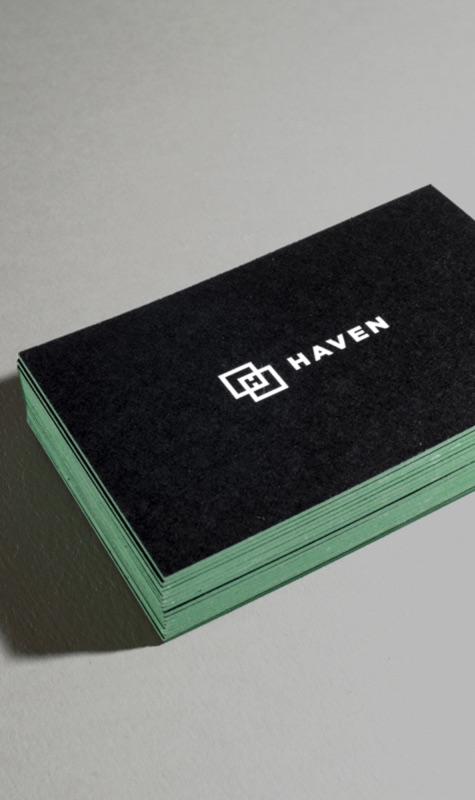 Haven black cards with green painted edges
