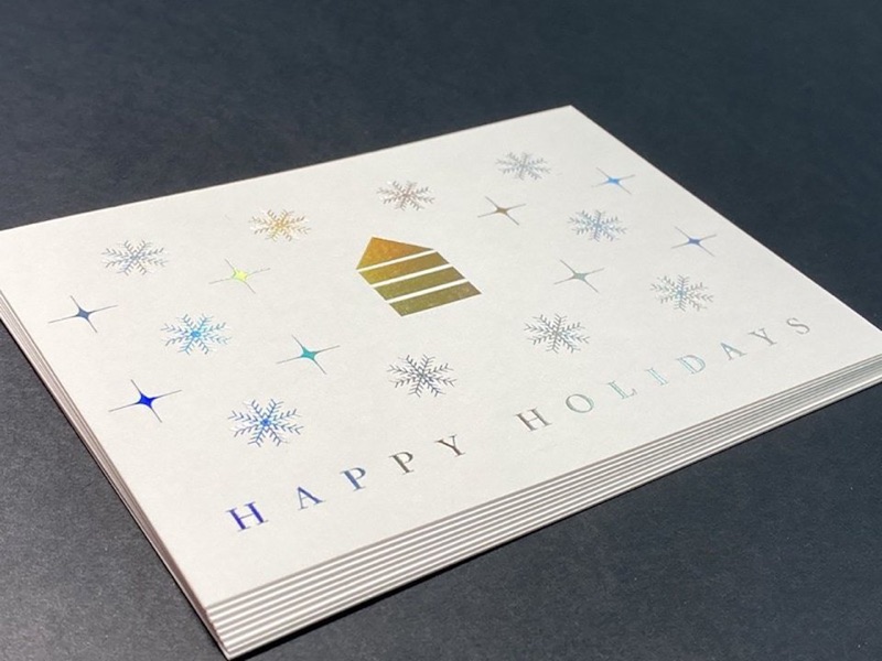Holiday cards with holographic foil