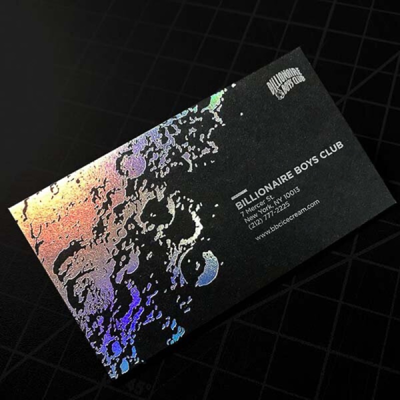 Holographic foil business cards