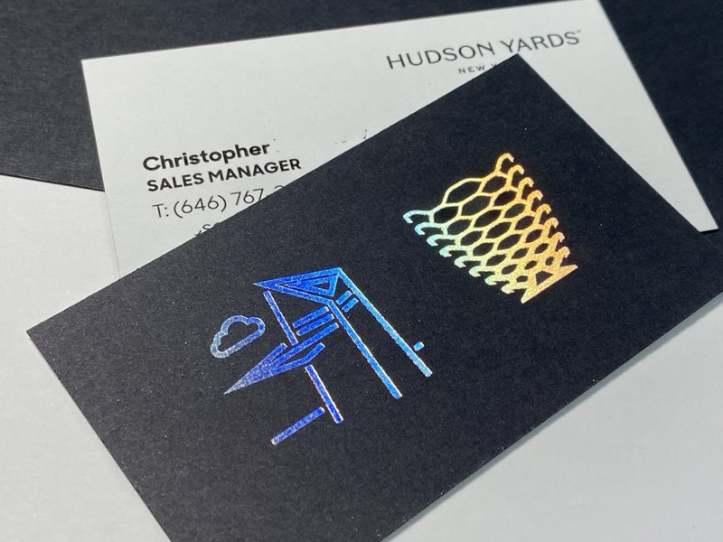 Holographic foil on black paper business cards