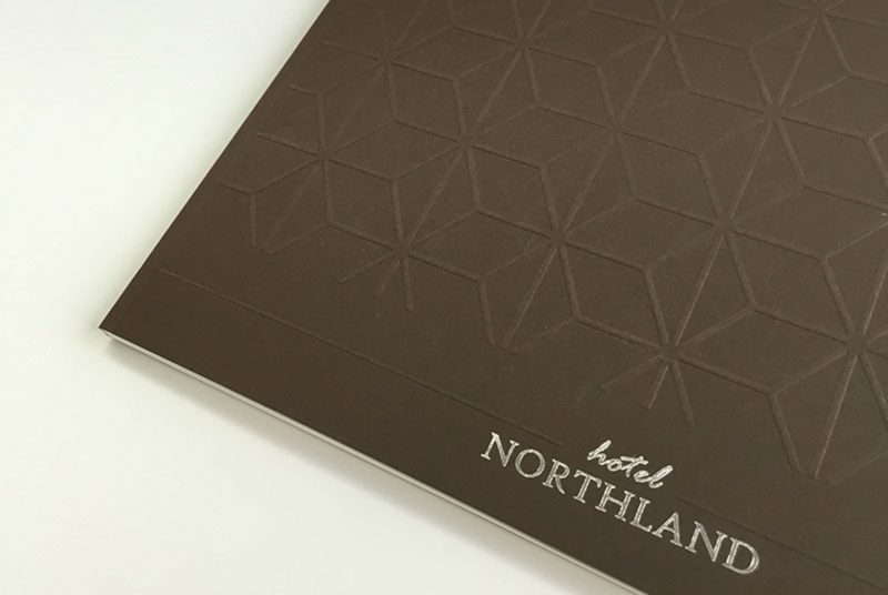 Hotel Northland book cover with all-over deboss pattern