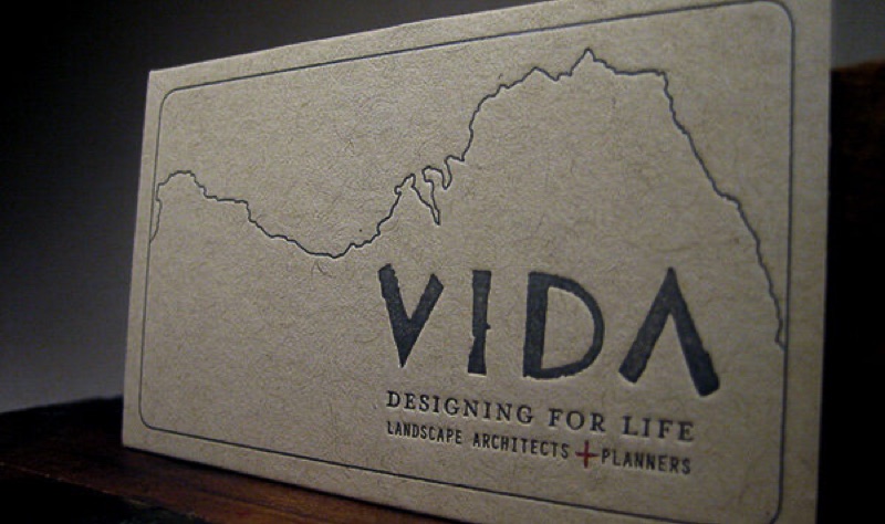 Letterpress business card on kraft paper
