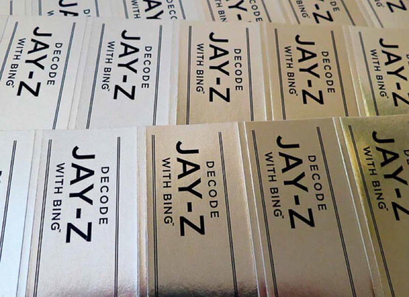 Letterpress gold Decode sticker for Jay-Z