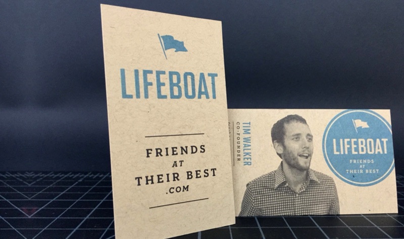 Lifeboat business cards digitally printed on kraft paper