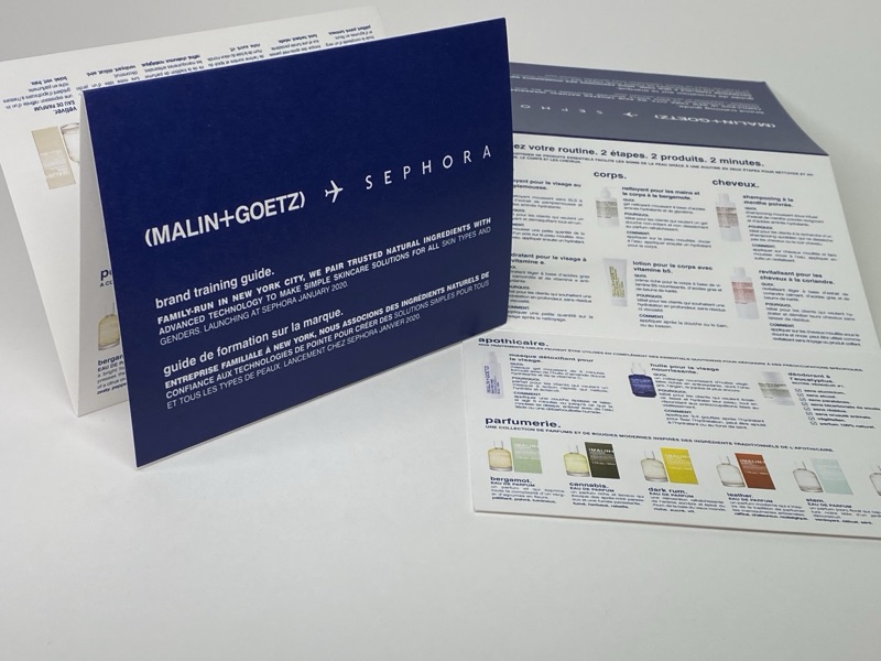 Malin+Goetz for Sephora offset training brochure