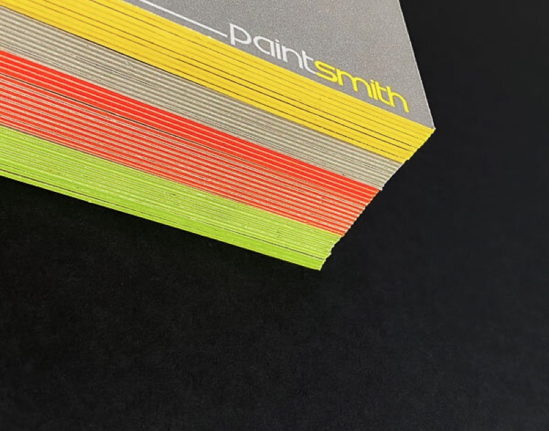 Multi-colored edge business cards