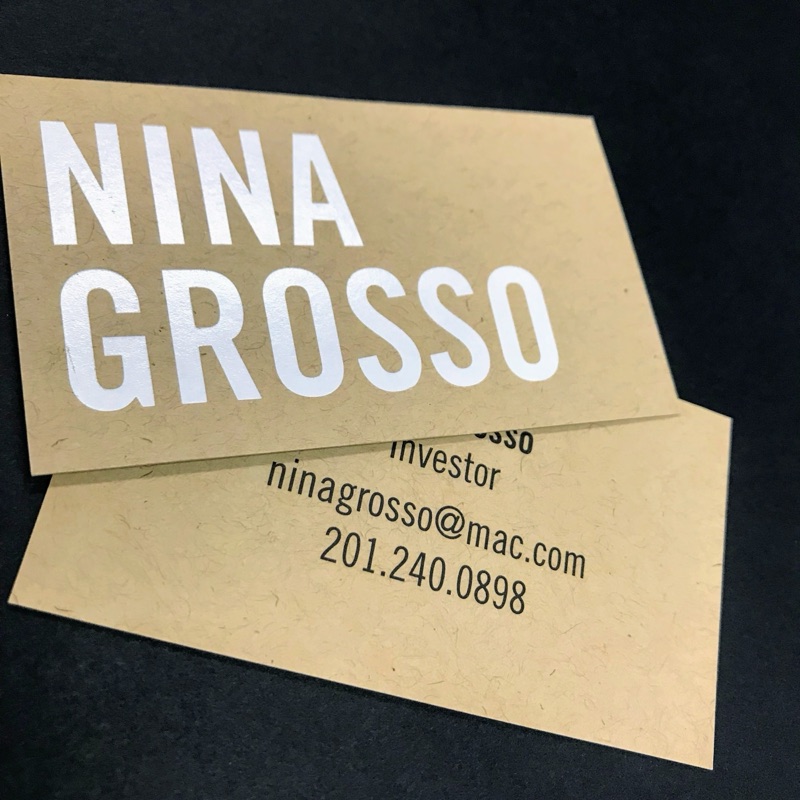 White ink on kraft business cards