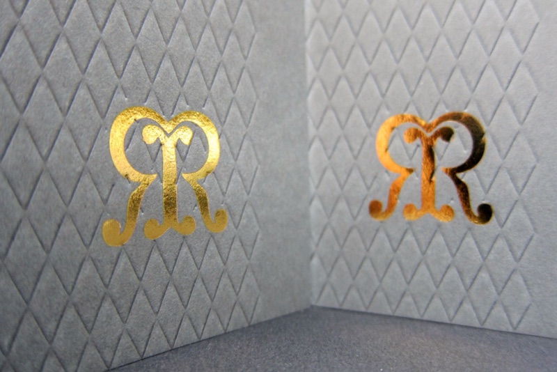 Quilted deboss card with gold foil monogram