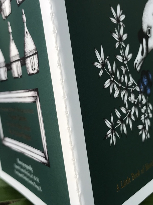 Sipsmith recipe book with exposed singer-sewn spine