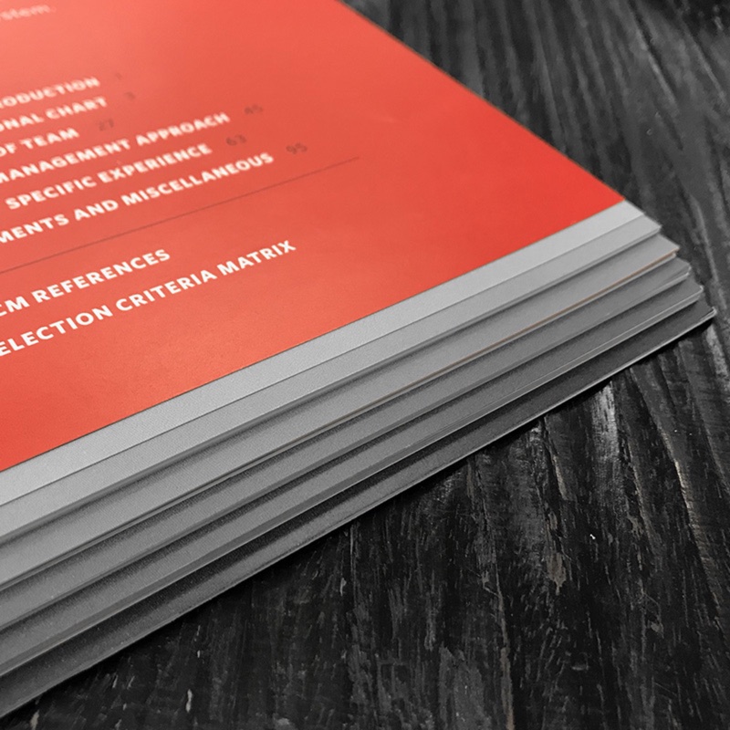 Proposal book with stepped index pages