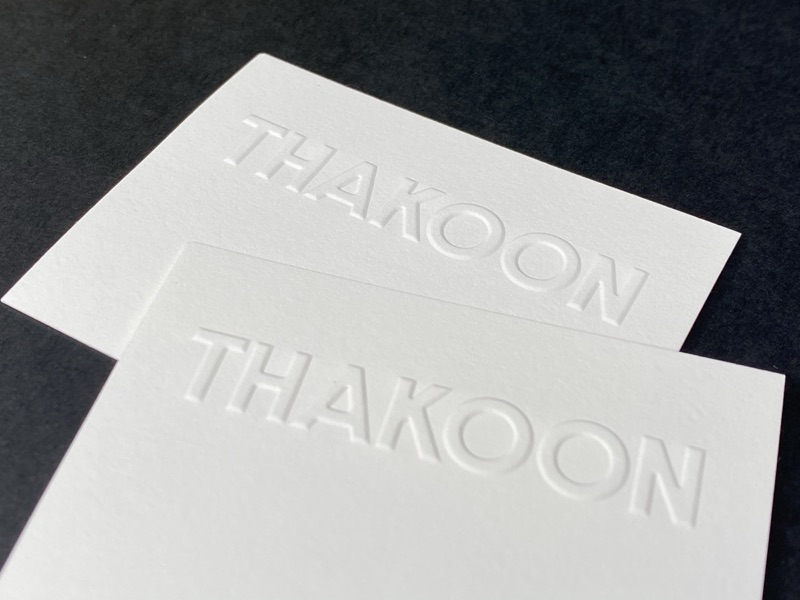 Blind embossed cards for Thakoon