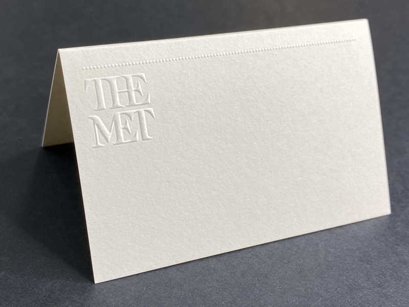 Blind embossed notecard for The Met