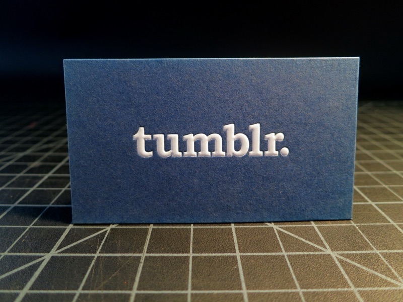 Tumblr white foil on navy card