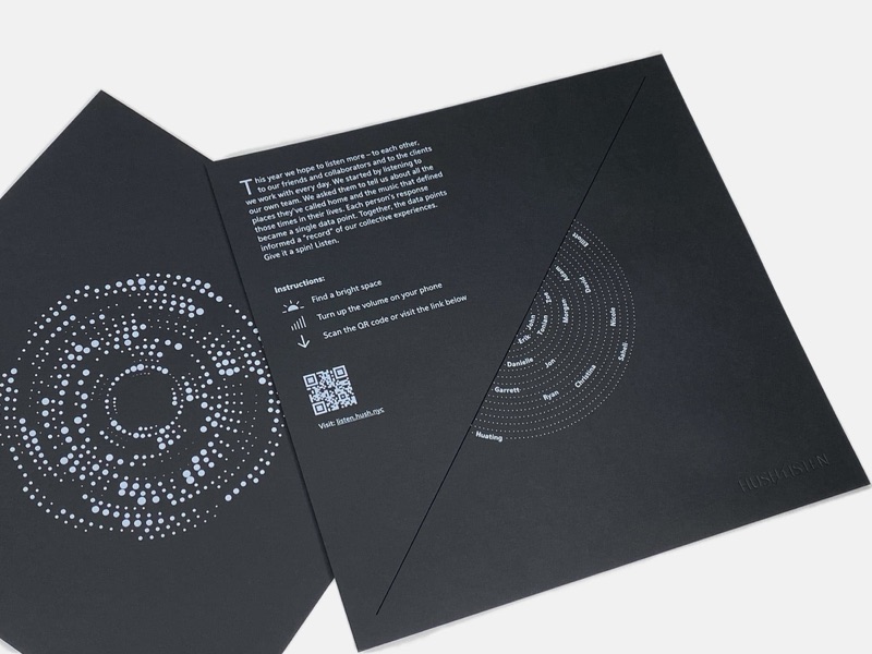 White ink typography on black stock